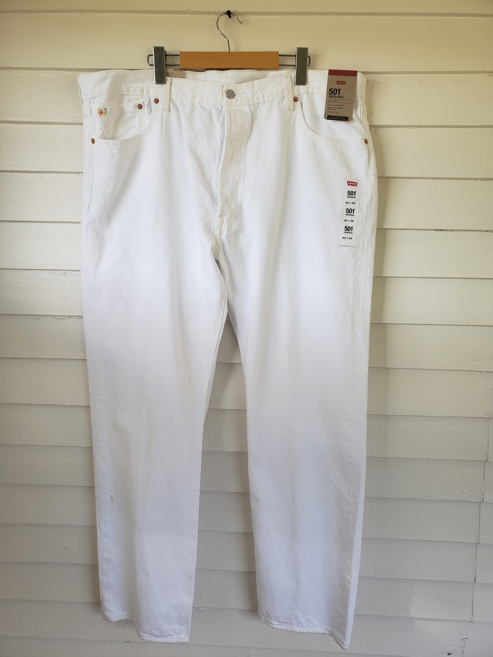 Levi's 501 White Women's Straight Leg Jeans Size 42×32